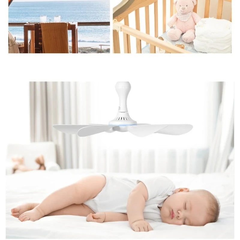 Silent Bed Ceiling Fan — hanging above bed