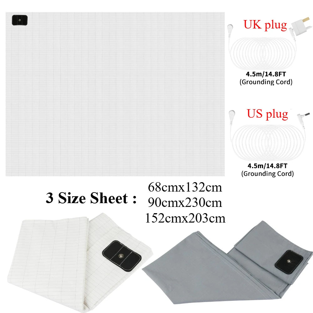 Grounding Bed Sheet — actual product, 90% cotton 10% silver fiber