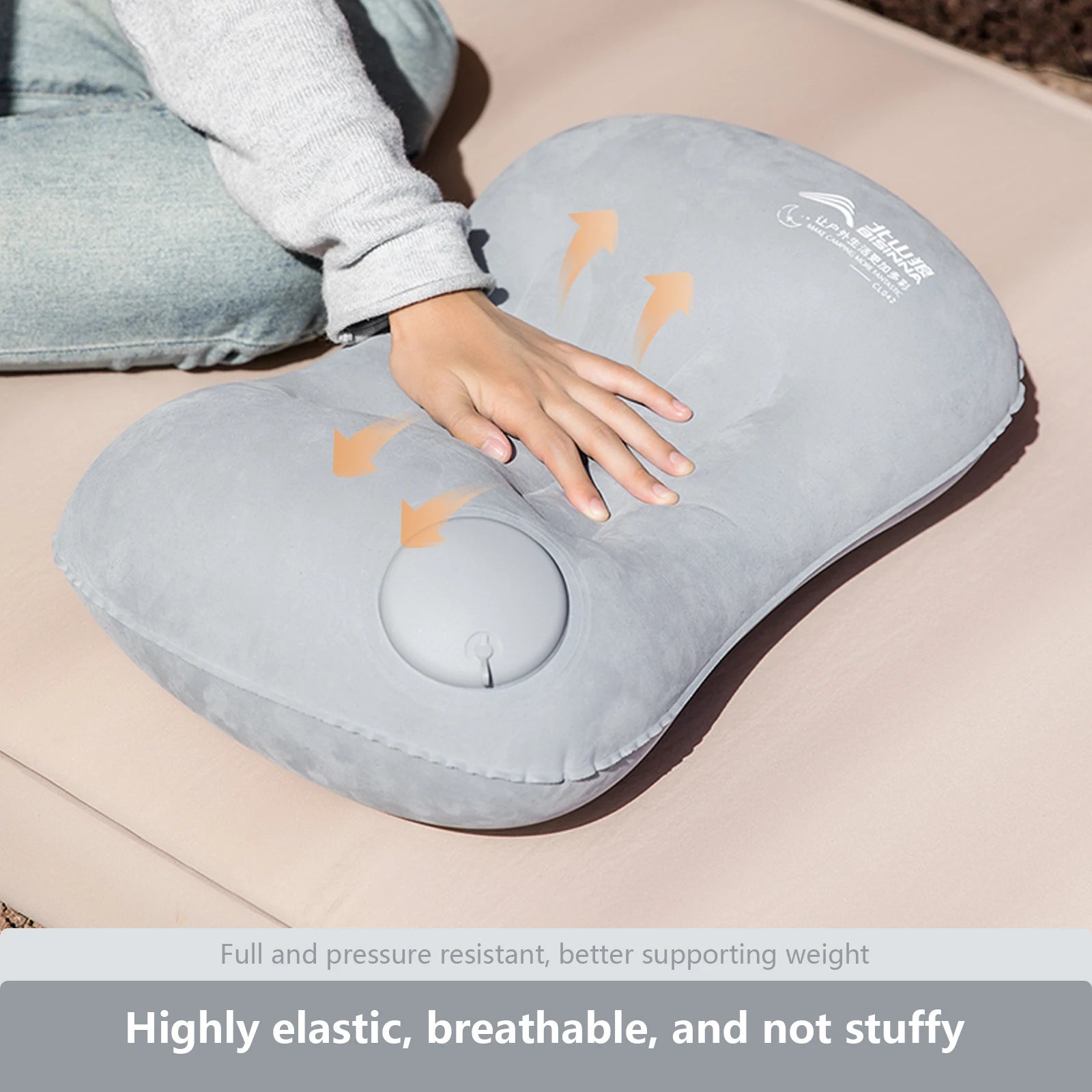 Camping pillow inflation valve detail